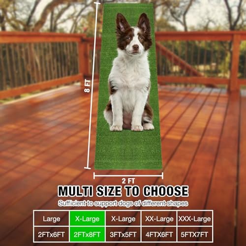 Image of GLOBREEN Large Dog Grass Pee Pad, 2FTx8FT Artificial Grass Puppy Potty Training, Indoor Outdoor Pets Turf Balcony Patio Yard