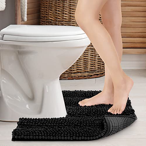 JARITTO Badezimmerteppich rutschfest Wc Vorleger mit Ausschnitt Podest für Toilette Toiletten-Sockelmatte Waschbar Badvorleger Badematte Mikrofaser Saugfähig - U-Förmige 51 x 51 cm (Schwarz) JARITTO Badezimmerteppich rutschfest Wc Vorleger mit Ausschnitt Podest für Toilette Toiletten-Sockelmatte Waschbar Badvorleger Badematte Mikrofaser Saugfähig - U-Förmige 51 x 51 cm (Schwarz)