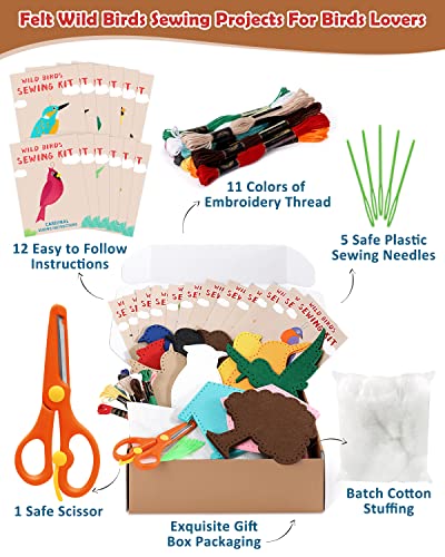 Wild-Birds-Sewing-Craft-Kit-Learn-to-Sew-Stuffed-Animal-Educational-American-Cardinal-Hummingbird-with-Birds-House-Ornaments-for-Boys-and-Girls-Beginners-Set-of-12-Sewing-Projects-Gift-for-Kids Wild-Birds-Sewing-Craft-Kit-Learn-to-Sew-Stuffed-Animal-Educational-American-Cardinal-Hummingbird-with-Birds-House-Ornaments-for-Boys-and-Girls-Beginners-Set-of-12-Sewing-Projects-Gift-for-Kids