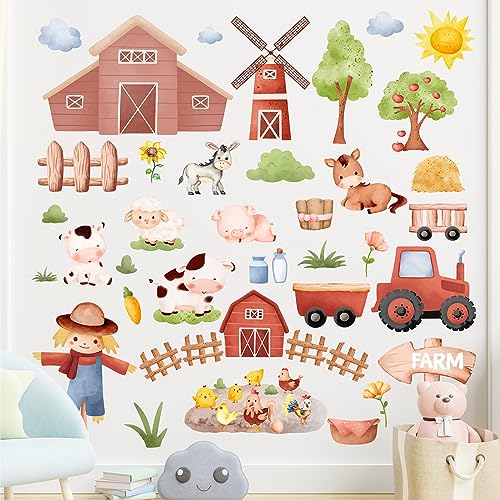 Whaline 8 Sheet Farm Animal Wall Stickers Cute...