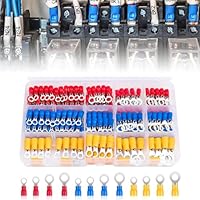 Kabelschuhe Quetschverbinder Sortiment,Quetschverbinder Sortiment,Crimpverbinder KFZ Elektrik,Kabelschuhe Set,Elektrischen Steckverbindern,Ringkabelschuhe,Teilisoliert Quetschverbinder