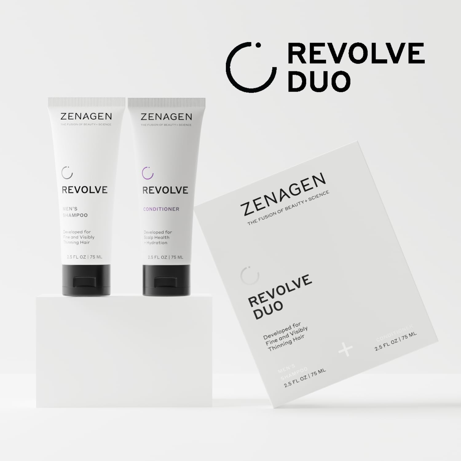 ZENAGEN Revolve Men's Travel Kit | Shampoo + Conditioner for Fine & Visibly Thin Hair, Promotes Thicker Fuller Hair, Plant-Based Formula, Color-Safe, Vegan - Image 3