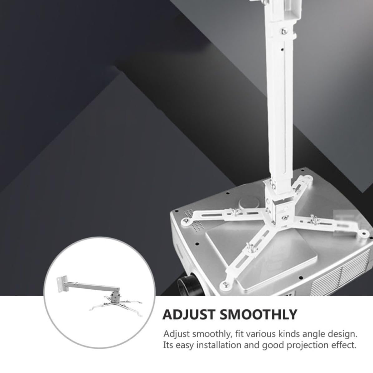 VICASKY Supporto per Proiettore da Soffitto in Acciaio al Carbonio Bianco