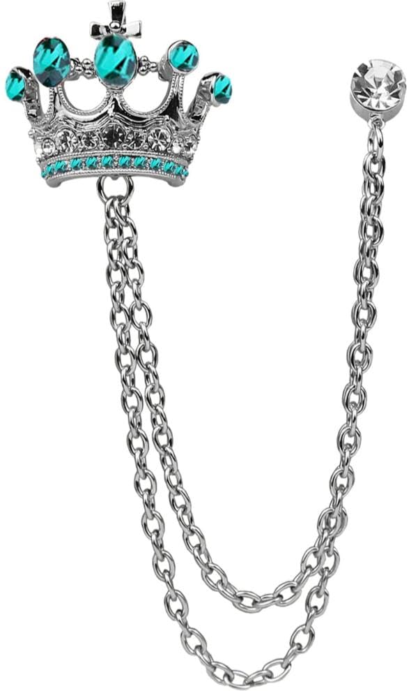 Voxon Crystal Crown Hanging Chain Brooch Suit Pin,Vintage Gold Crown Brooch,Suit Stud,Shirt Studs,Lapel Pin Accessories for Men Women (Pack of 1) (sky blue) (B0D1YDJD8F) Amazon Price History, Amazon Price Tracker