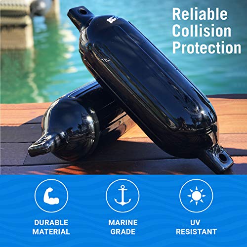 Image of Boat Fenders for Docking, 23 inch x 6.5 inch Inflatable Black Boat Bumpers
