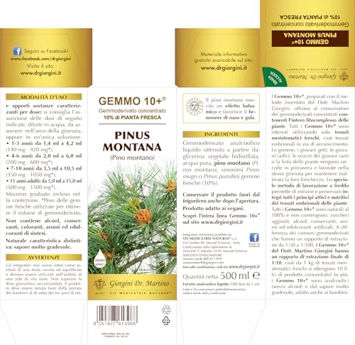 Gemmo 10+ Gemmoderivato Concentrato Liquido Analcolico Pinus Montana Pino Montano 500 Ml - 5