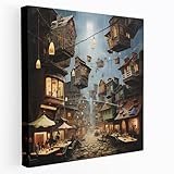 Painted Anarchy Nighthawks Wall Decoration - Nighthawks, Wall Art, Canvas, Surrealistic Mixed Media Artwork, 12' x 12'