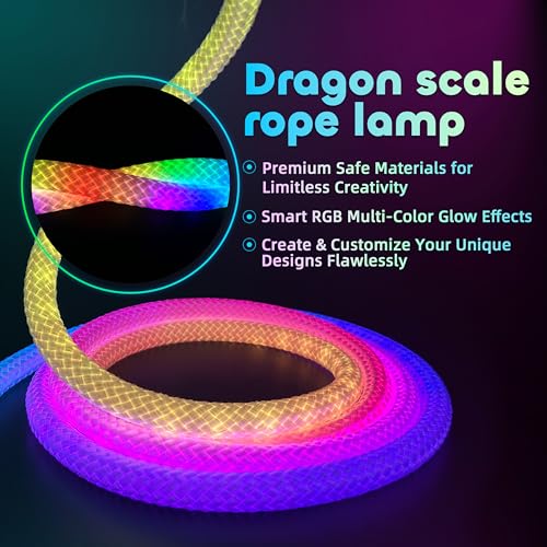 Image of 6.56ft LED Neon Rope Lights, Waterproof Music Sync Strip Lights with Remote & APP Control, USB-Powered Flexible Lighting for Christmas Halloween Decor, Gaming Room Bedroom Indoor Outdoor Decoration