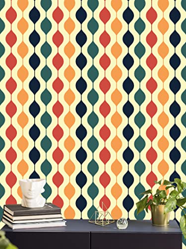 JiffDiff Retro Checkered Wallpaper Peel and Stick 15.7'x 118' Retro Geometric...