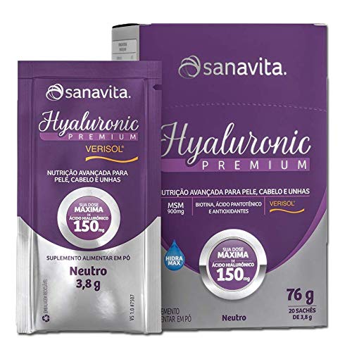 Kit 5 Hyaluronic Premium Ácido Hialurônico + Verisol Sanavita 20 Sachês Neutro