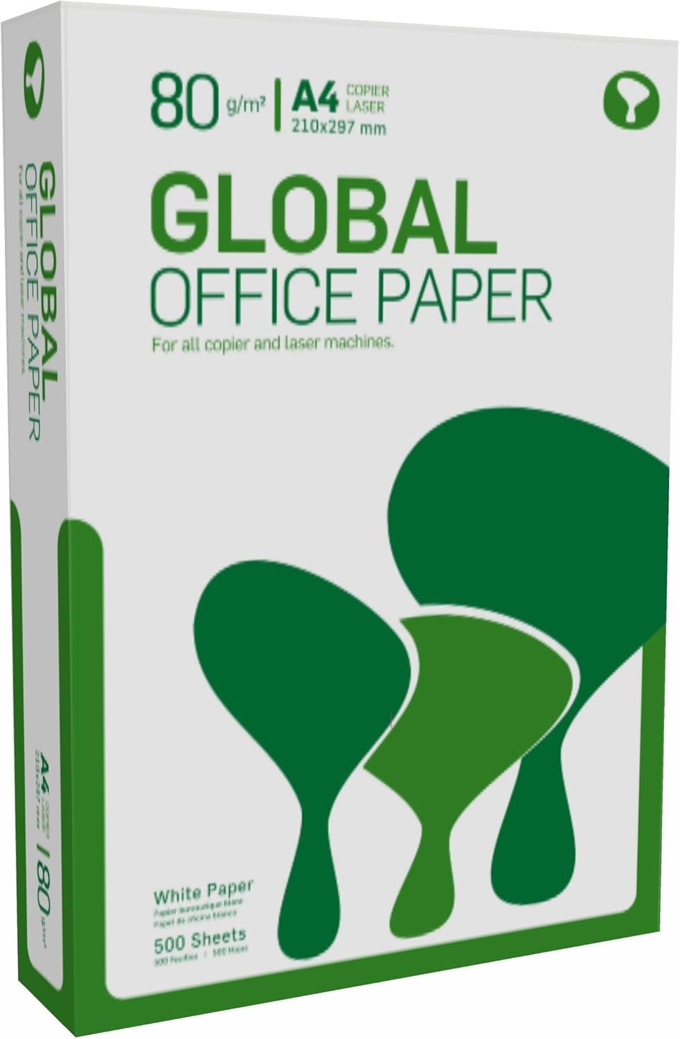 GLOBAL OFFICE PAPER carta A4 per stampante - 80gr - confezione da 10 risme da 500 fogli l'una -Tot 5.000 fogli - Cartiera Navigator - Ideale per tutte le stampanti e fotocopiatrici - Bianco