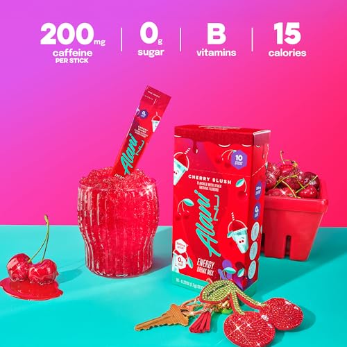 Image of Alani Nu CHERRY SLUSH, Energy Sticks Drink Powder, 200mg Caffeine, Pre Workout Performance with Antioxidants, On-The-Go Drink Mix, Biotin, B Vitamins, Zero Sugar, 5 Calories, 10 Pack