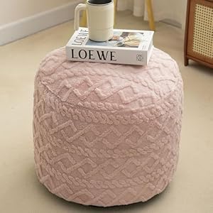 Round Stuffed Pouf Ottoman for Foot Rest, Faux Fur Poufs with Foam Chunk Filling, Storage Ottoman Pouf Foot Stool Cushion, 20 X 15 InchFloor Poufs Foot Rest for Living Room Bedroom Home Decor (Pink) Round Stuffed Pouf Ottoman for Foot Rest Faux Fur Poufs with Foam Chunk Filling Storage Ottoman Pouf Foot Stool Cushion 20 X 15 InchFloor Poufs Foot Rest for Living Room Bedroom Home Decor Pink