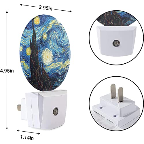 Image of EKOBLA Van Gogh Starry Night Night Light, Art Night Lights Plug Into Wall with Auto Sensor, 0.5W Sleep Friendly for All Ages