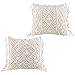 HomeyMosaic Federa per cuscino da divano, set da 2 pezzi, in 100% cotone, con macramè, per letto, divano, panchina, auto, beige, 45 x 45 cm