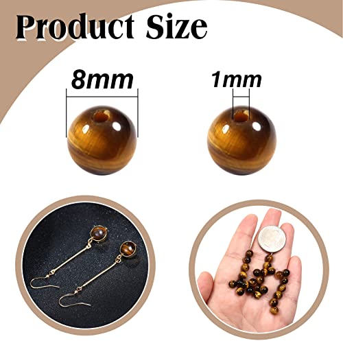 TOAOB 100pcs Natural Stone Beads 8 mm Natural Yellow Tiger Eye Round Stone Loose Beads for Jewellery Making DIY Bracelets Necklaces Crafts - Image 2