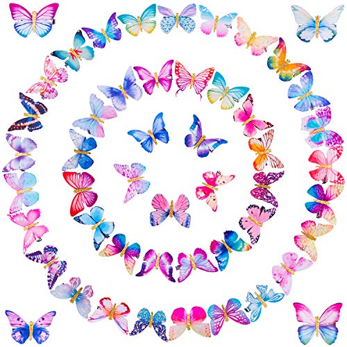 SIQUK 50 Pcs Butterfly Clips 90s Butterfly Hair Clip Alligator Hair Clips with Moving Wings Glitter Butterfly Hair Clip for Women and Girls