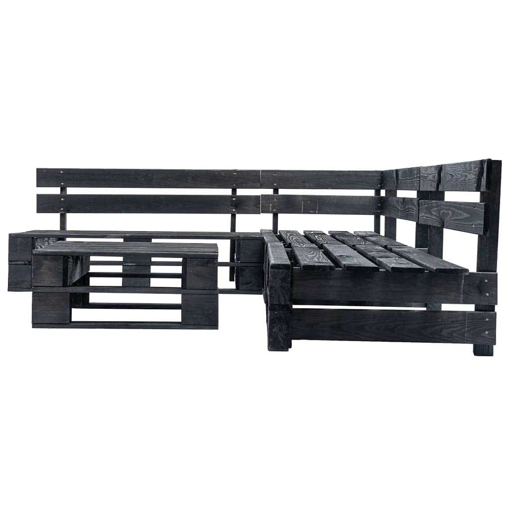 vidaXL Canapés de Jardin Palette 4 pcs Noir Bois