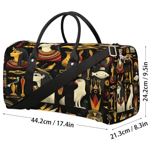 Travel Duffle Bag Egyptian Characters Pattern Foldable Travel Bags for Men Women, 17 Inch Gym Bag Workout Bag Carry on Weekender Overnight Bag for Gym Travel4