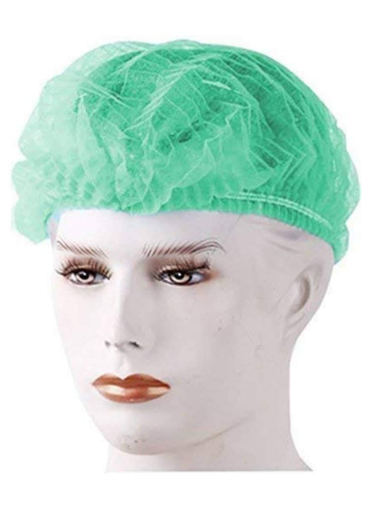 Disposable Bouffant Cap, Hair Cover 18 Inches (Pack of 100) Green
