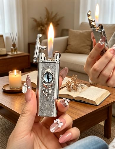 Encendedor metálico vintage rellenable con patrón 3D miniatura 3