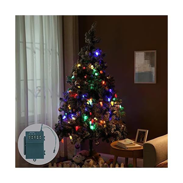 DEWENWILS Batteriebetriebene Weihnachtslichter mit Timer, Fotozellen-Sensor, 6,8 m, 40 LEDs, C7 LED-Weihnachts… – Bild 5