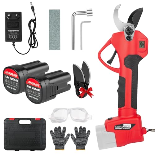 45mm Akku Astschere, Elektrische Gartenschere mit 2 Stück 21V 2000mAh Akkus & Ersatzklingen Set, LCD-Display, Bürstenlosen Motor, Elektrische Baumschere, Astschneider 45mm Akku Astschere, Elektrische Gartenschere mit 2 Stück 21V 2000mAh Akkus & Ersatzklingen Set, LCD-Display, Bürstenlosen Motor, Elektrische Baumschere, Astschneider