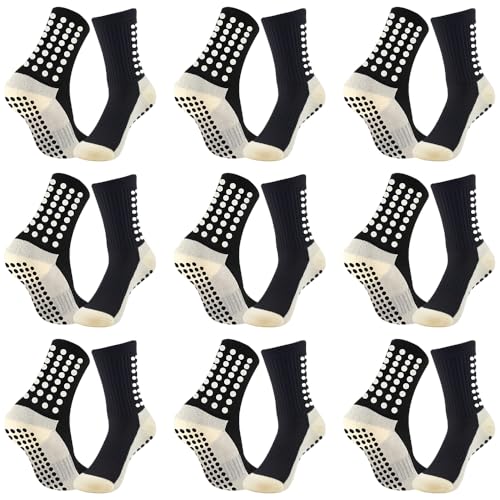 9 Pairs Mens Soccer Socks With Grips Pads Non Slip Football Basketball Sports Training Cushioned Athletic Socks Youth