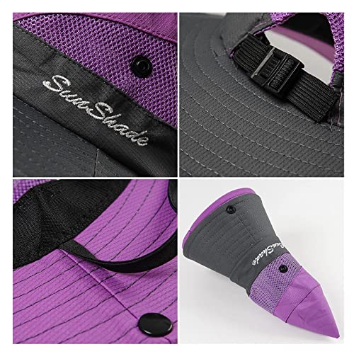 Kids Girls Ponytail Sun Hat Outdoor UV-Protection Foldable Mesh Wide-Brim Beach Bucket-Cap (3-8Y)3