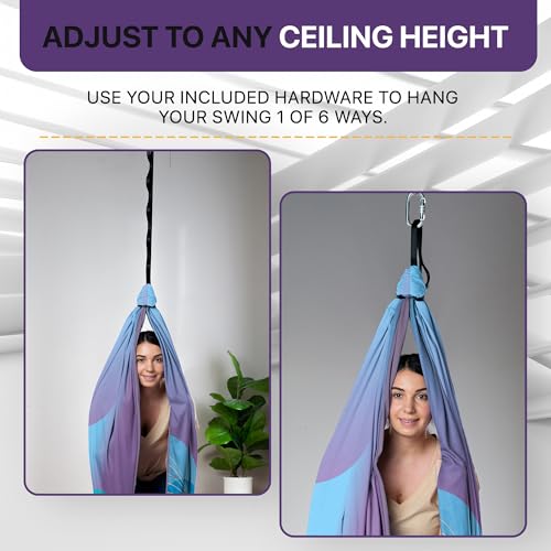 Image of Indoor Sensory Swing for Kids or Outdoor - Holds 300lbs, Double-Layer, & 360 Swivel, Calming Compression Therapy Swing Hammock for Kids & Adults with All Hardware - Sensory-Motor Toys & Gifts