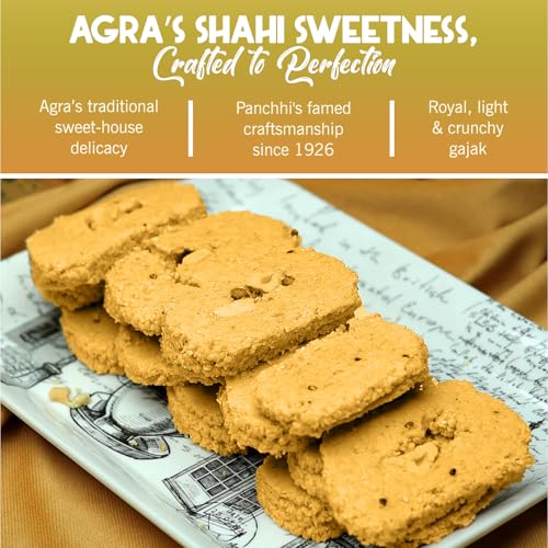 Image of PANCHI KA PETHA AUR DALMUT Shahi Sugar Gajak 500G - Homemade Traditional Agra Gazak (Since 1926),Gajak Made With Sesame Seeds,Sugar & Dry Fruits |Crispy Tilkut Chikki,500 Gram