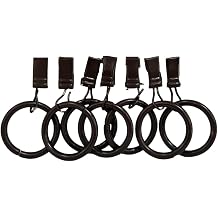 Graber Metal Curtain Rings w/ Clips, 1-Inch Inside Diameter - Brown 7 Rings per Package