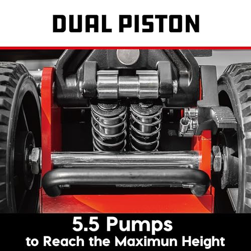 Image of Powerbuilt 1.5 Ton Big Wheel Off Road Jack, Vehicle Lift for Trucks, SUVs, ATVs Offroad Vehicles, Oversized Wheels for Rugged Terrain, 3000 LB Capacity, Orange 620704ECE