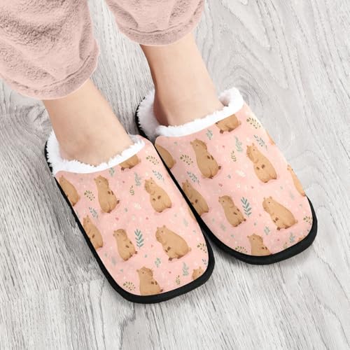 Brown Cartoon Capibara Slippers For Women Men Soft Memory Foam Non-Slip Animal Winter Indoor House Shoes Travel Slipper4