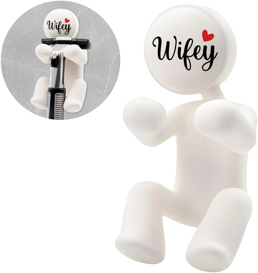AGMDESIGN Wifey Shower Silicone Razor Holder, Cute Holder Shaver Organizer, Romantic Bathroom Decorative Razor Holder, Valentine’s Day Birthday Gifts for Women Wife from Husband