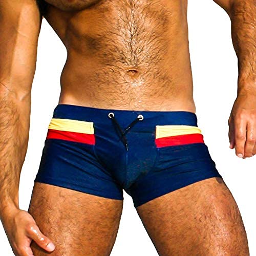 Taddlee Swimwear Men's Swim Boxer Trunks Briefs Sexy Bikini Square Cut Swimsuits (X-Small) Black