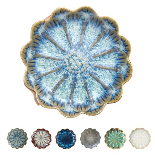 Image of Ceramic Spoon Rest for Stove Top, Flower Cute Spoon Rest for Kitchen Counter, Cooking Spoon Holder for Kitchen Counter, Utensil Rest Spatula Rest Ladle Holder Tong Rest, 1 PC (Retro, Ocean Blue)