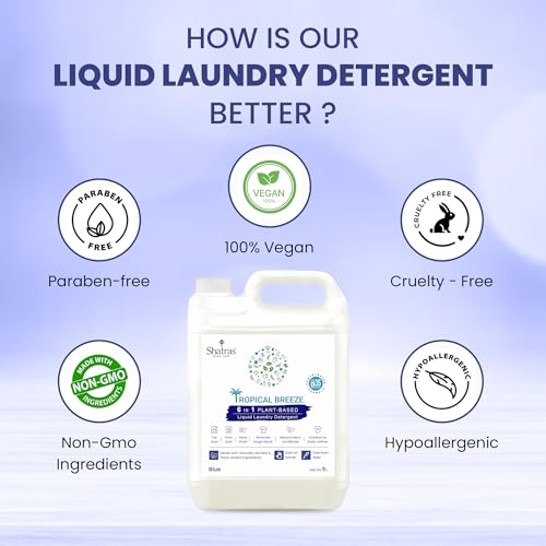 Image of Shatras Lavender Liquid Detergent 5 Litre - Concentrated Laundry Liquid for Fabric Care, Suitable for Top-Load & Front-Load Washing Machines and Hand Wash, Pack Of -2