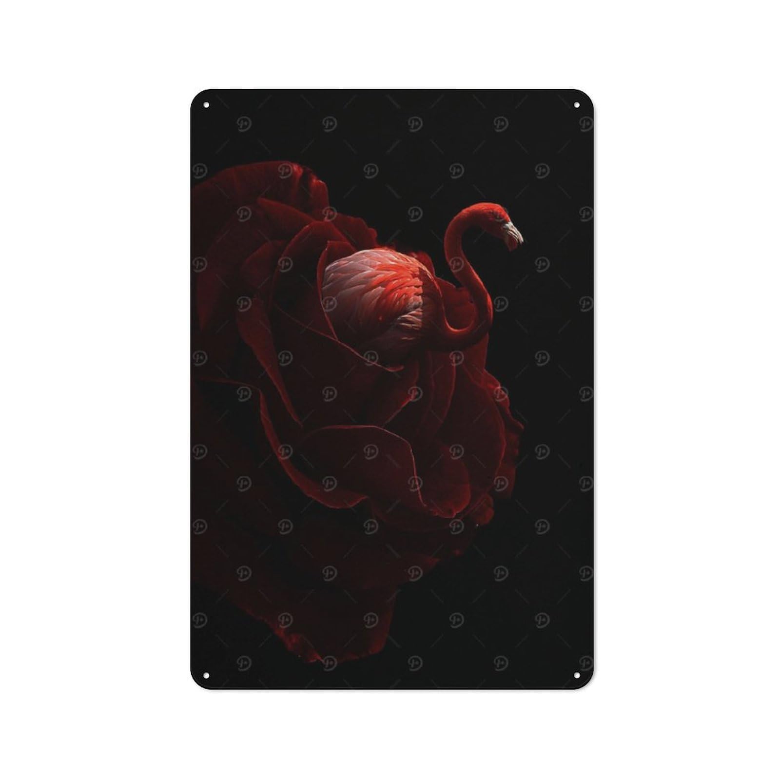 Junmoney Style-8 Flamingo Red Rose Art Vintage Metal Sign 30X20cm, Retro Classic Pub Decor For Cafe, Pub, Workshop Or Home Bar