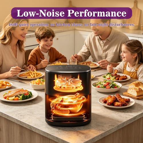Image of 6Qt Air Fryer with Viewing Window, 12 Preset, Large Capacity, 400℉ Max Crisp, 1700W Quick Even Easy Meals, Nonstick Dishwasher Safe Basket, Bake Roast Dehydrate Reheat