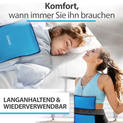 ICEHOF Kühlpads XXL Gel Kühlkissen Groß - Kuschelweich, Kühlakku Kühlpack Ice Pack Kältekompresse Eisbeutel Kühlbeutel Gelkissen Coolpack - 38 x 28 cm Kühlkompresse