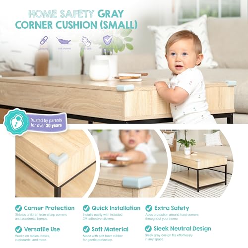 Image of Regalo 8 Pack Safety Corner & Edge Protectors for Baby Proofing, Soft Foam Furniture Corner Guards, Small, Gray