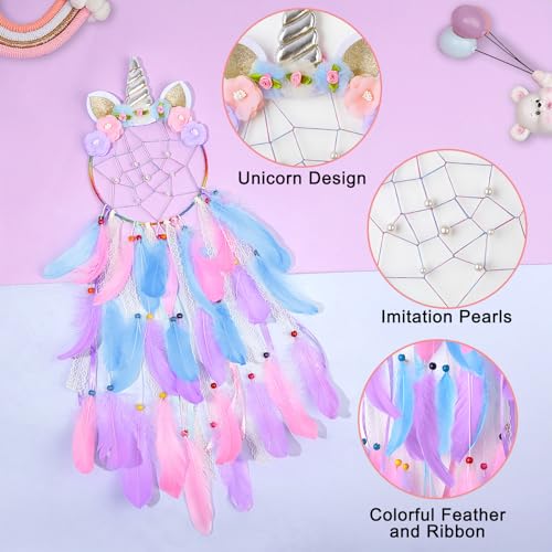 Image of QtGirl Unicorn Dream Catcher for Kids Girls Toddler Bedroom Wall Decor
