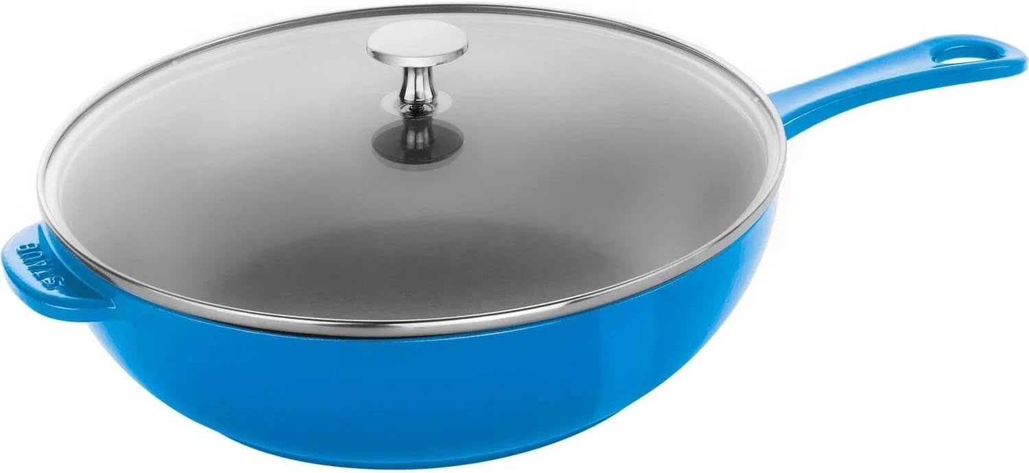 Staub 10" Enameled Cast Iron Daily Pan with Glass Lid, 2.9 Quart – Heavy Duty Skillet for Searing, Braising & Everyday Cooking
