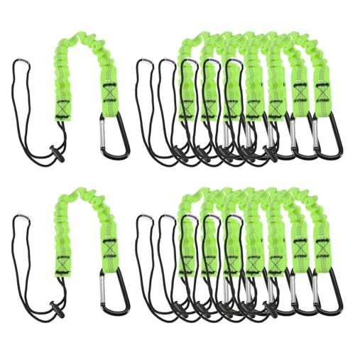 Image of MECCANIXITY Retractable Tool Lanyard 2ft with Single Aluminum Buckle and Adjustable Loop End, Maximum Weight Limit 10KG / 22lb, Safety Fall Protection Tools Leash, Green 12 Pack