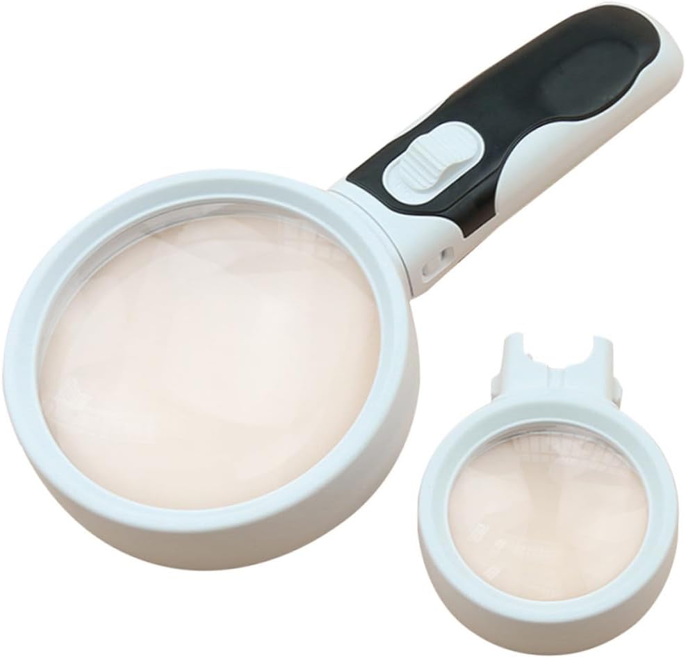 LED Magnifying Glass and Set with Built LED Light Handheld Reading Magnifier for Jewelry Inspection and Crafting Compact Ergonomic Design for All Ages Black