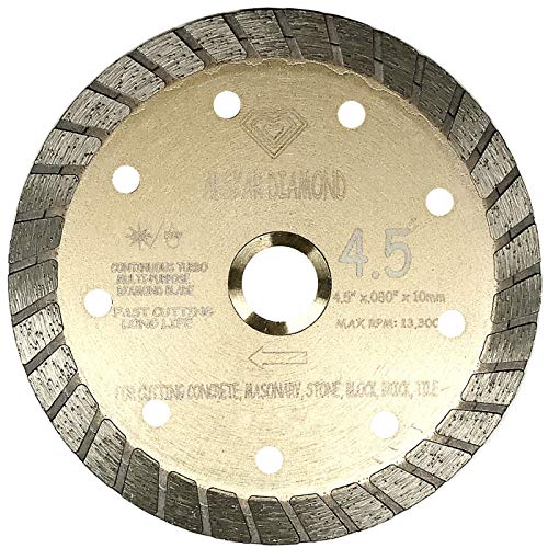 Alskar Diamond Adlsc 4-1/2 Inch Dry Or Wet Cutting General Purpose Continuous Turbo Power Saw Diamond Blades For Concrete Masonry Brick Stone (4.5") #TOP9