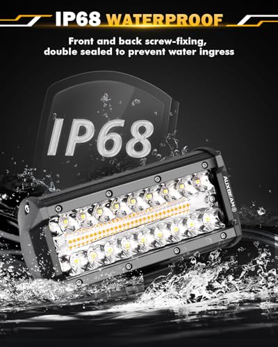 Image of Auxbeam 7 Inch 300W LED Light Bar, 6 Modes Strobe Amber Pod Yellow Fog Dual Color Spot Flood Offroad Driving, Memory Function Work Light for Truck Car ATV