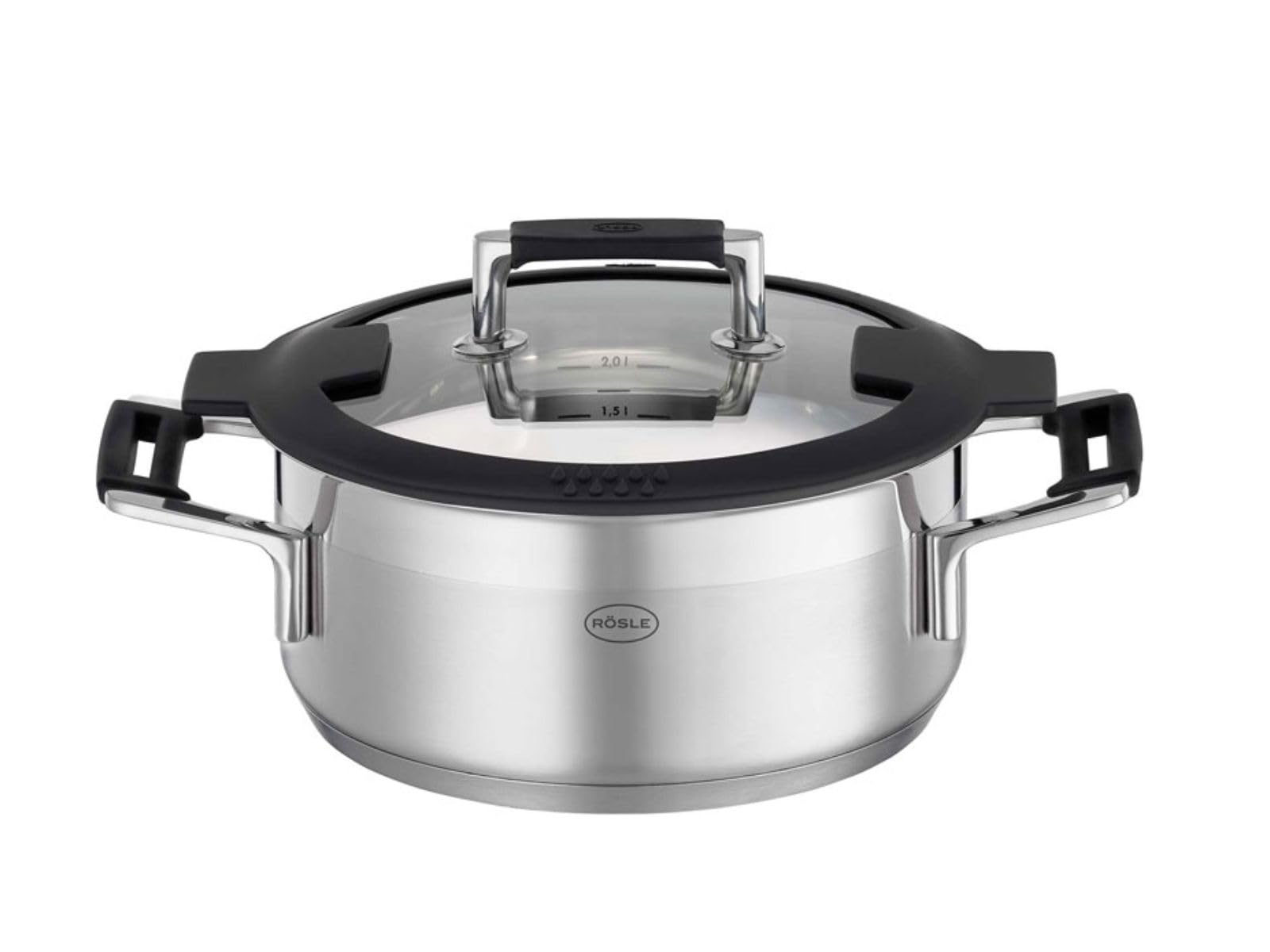 RÖSLE Silence Pro Sautoir, acier inoxydable 18/10, 20 cm, couvercle verre