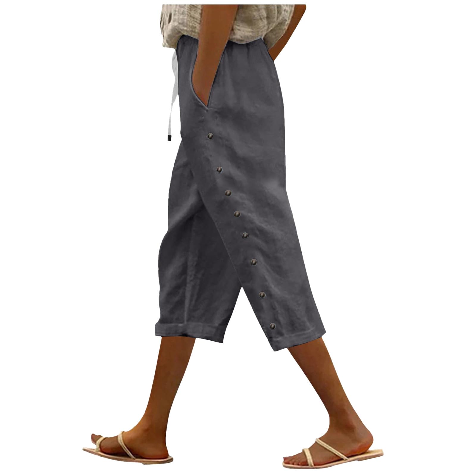 Capri unicolore confortable à taille élastique flexible